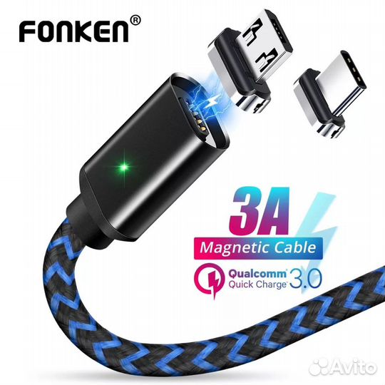 Кабель Fonken магнитный с передачей данных(micro u