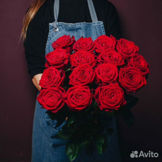 Цветы Розы красные 15 шт крупные cорта Sexy Red