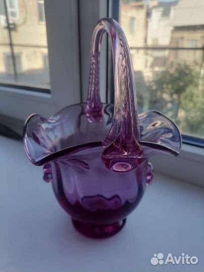 Ваза цветное стекло чехия