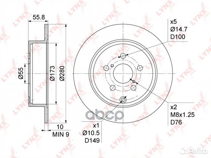 Диск тормозной зад BN1142 lynxauto