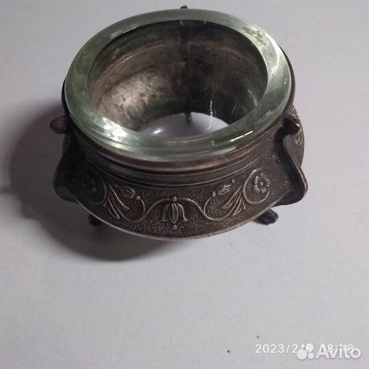 Мельхиоровые конфетница, солонка/горчичница СССР