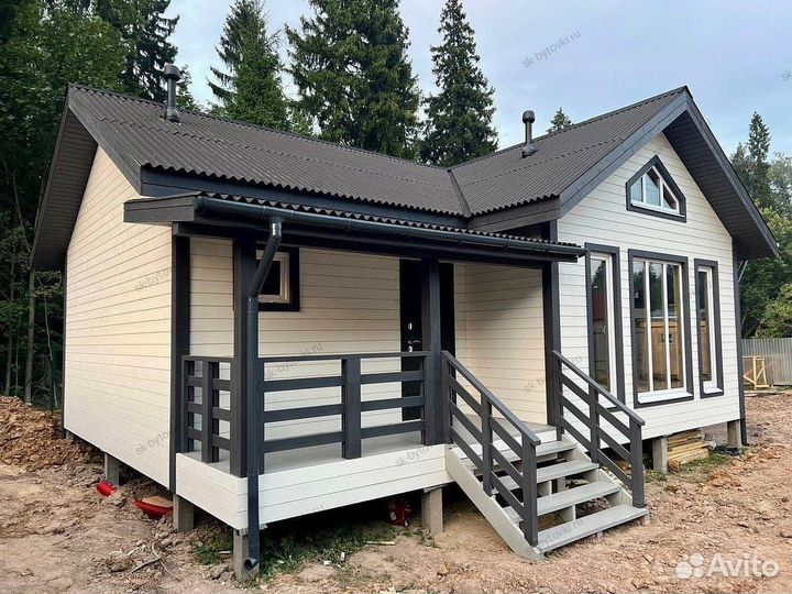 Каркасный дачный дом 9х7,5м с верандой