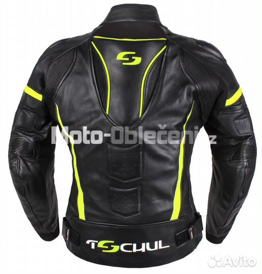 Мотокуртка tschul 890 кожа,черный/желтый 52