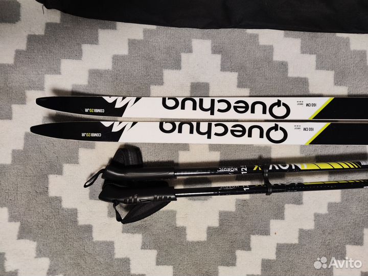 Комплект беговые лыжи, палки, чехол Quechua