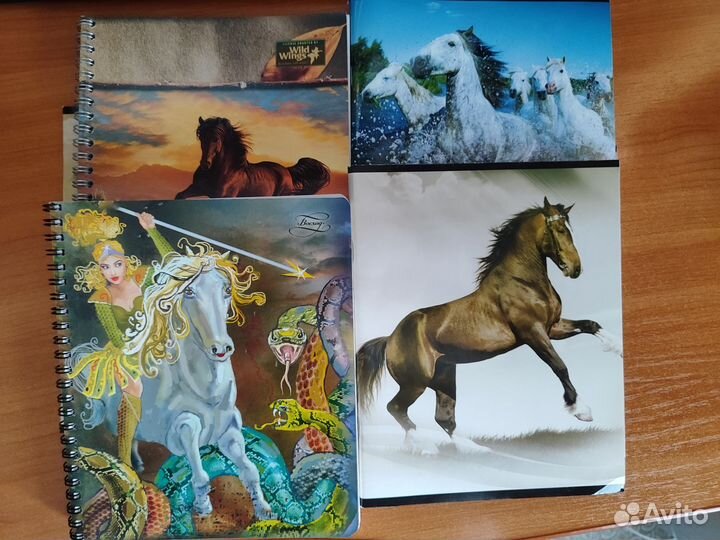 Тетради в клетку с лошадьми