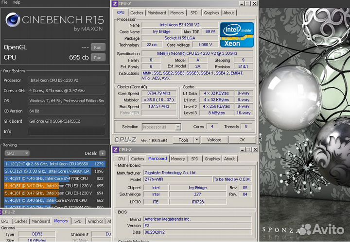 Xeon e3-1230v2 (без видео) Intel core i7 3770