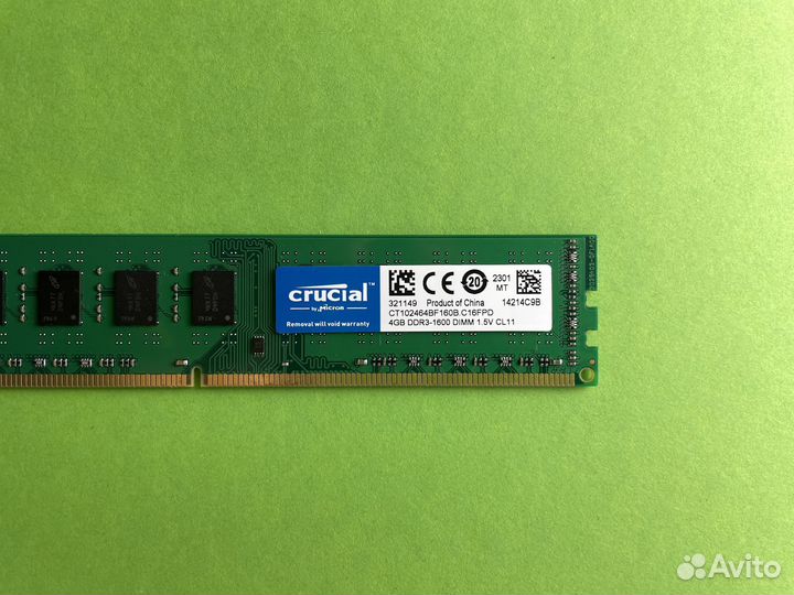 DDR3 1600 MHz 4GB Crucial dimm для пк новая