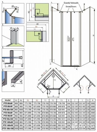 Душевой угол Radaway Nes PTD 90x90 см