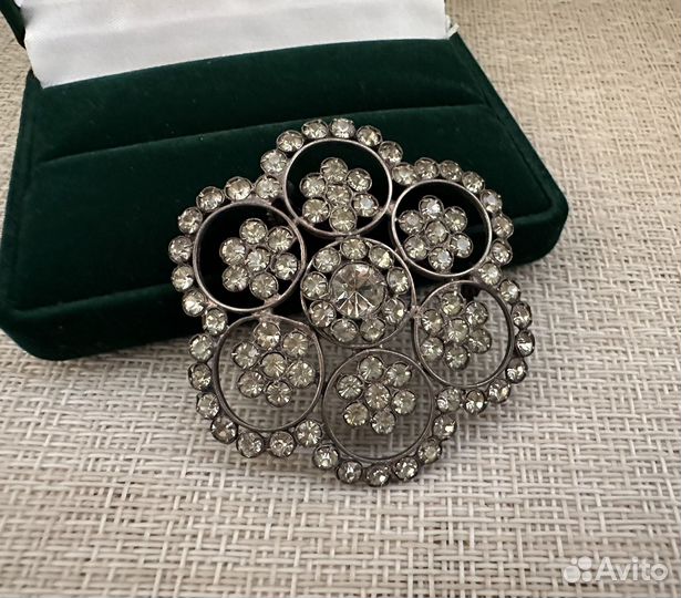 Брошь снежинка серебро 875 звезда патина СССР