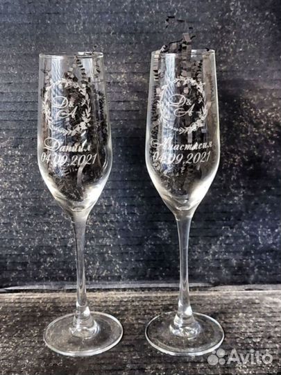 Свадебные бокалы с индивидуальной гравировкой