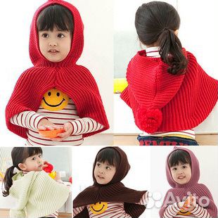 Шарф капюшон снуд десткий с помпоном