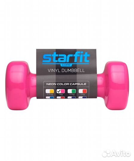 Гантель виниловая starfit DB-101 1 кг, розовый