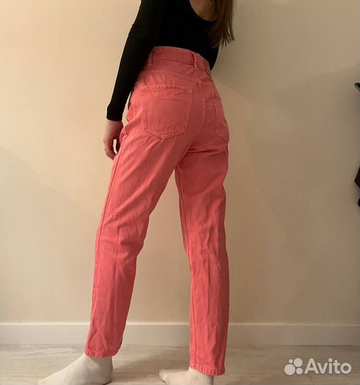Джинсы женские прямые розовые S