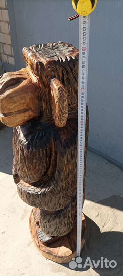 Фигуры садовые из дерева Медведь, Обезьяна, Орёл