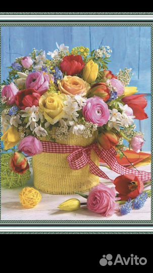 Букеты цветов - алмазная мозаика