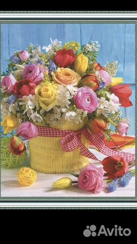 Букеты цветов - алмазная мозаика