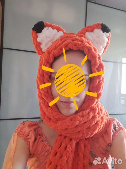 Повязка-шарф на голову лисичка