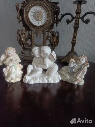 Статуэтки ангелы фарфор и полистоун 3 шт
