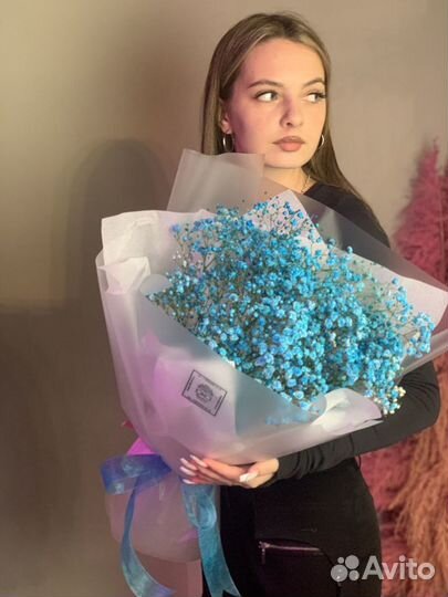 Букет бирюзовой гипсофилы. Купить гипсофилу