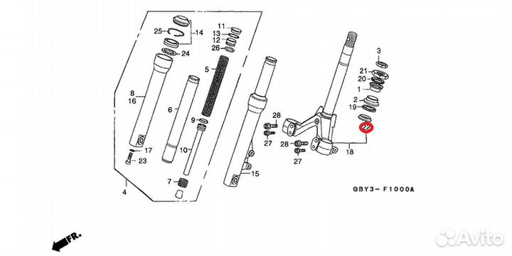 Шайба траверсы нижняя Honda AF55, AF20, AF58