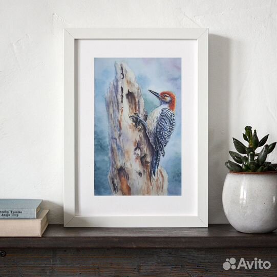 Картина с попугаем, картина с дятлом