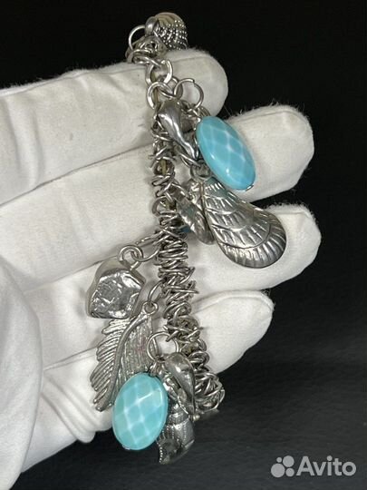 Браслет женский с подвесами серебряный метал