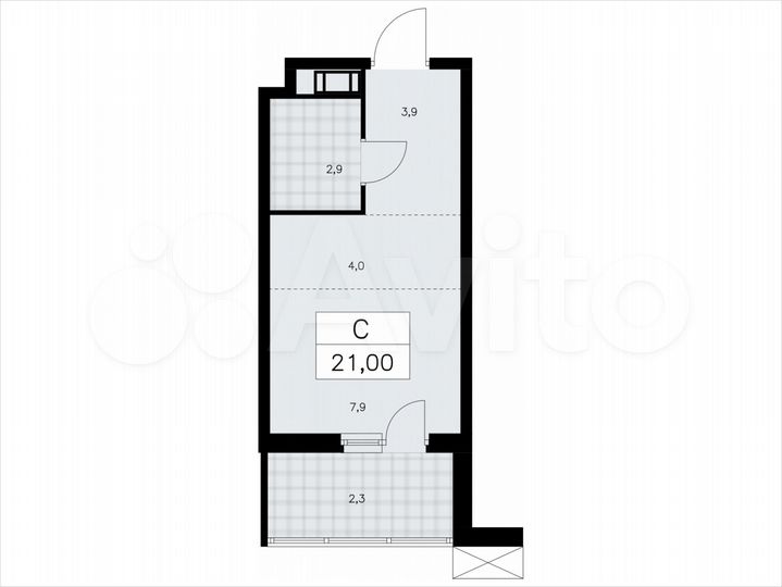 Квартира-студия, 21 м², 8/9 эт.