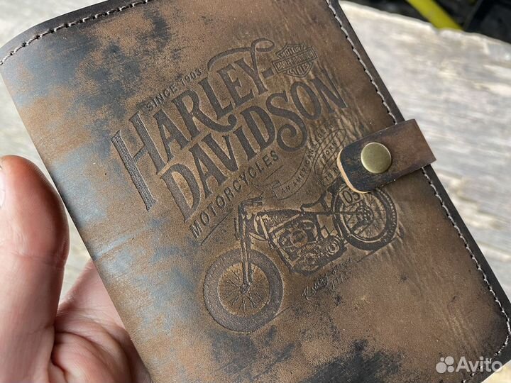Обложка для документов Harley Davidson из кожи для