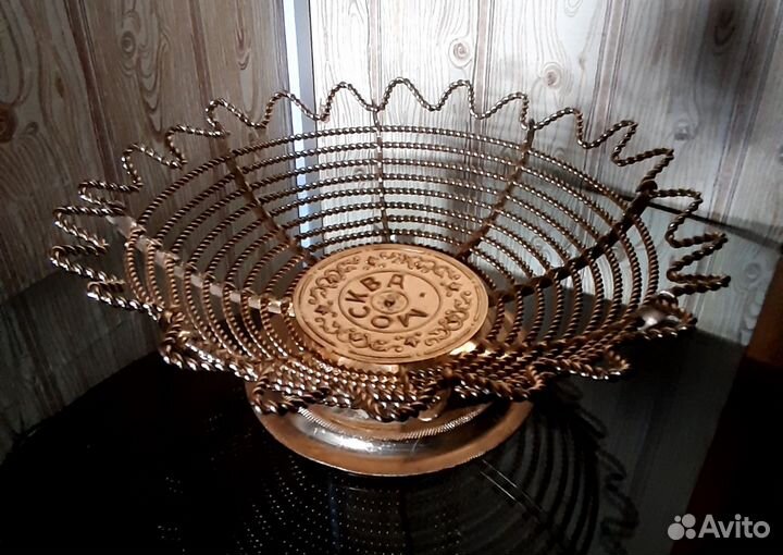 Ваза фруктовница ажурная металл СССР