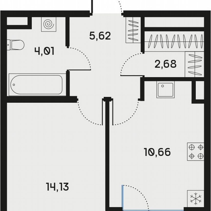 1-к. квартира, 38,6 м², 4/9 эт.