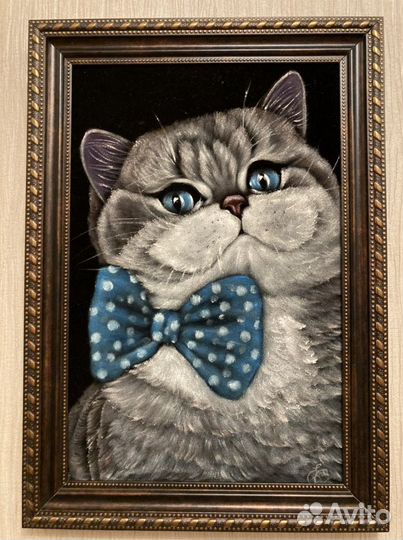 Картина маслом на бархате Кот