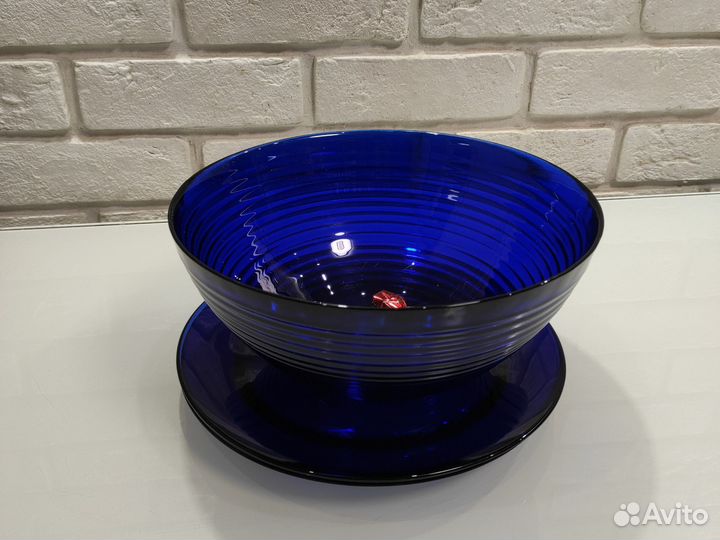 Набор столовой посуды, синее стекло