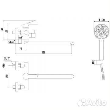 Смеситель для ванны Fmark FS8225Q графит