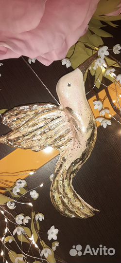 Панно Розы с колибри. Светильник. Картина. Подарок