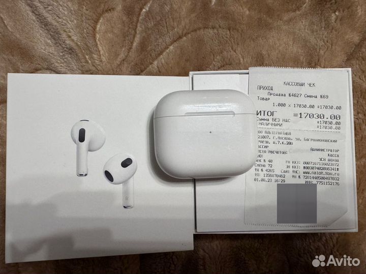 Беспроводные наушники apple airpods 3