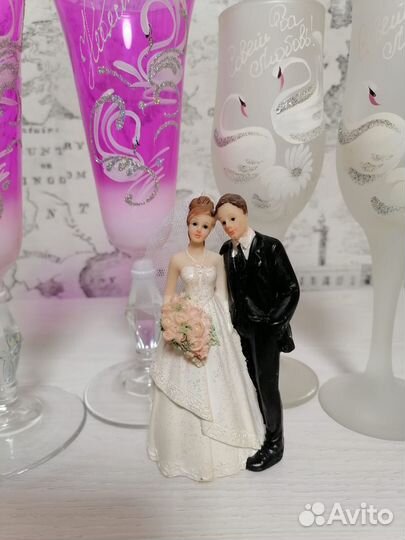 Бокалы Свадебные фужеры фигурка жених невеста