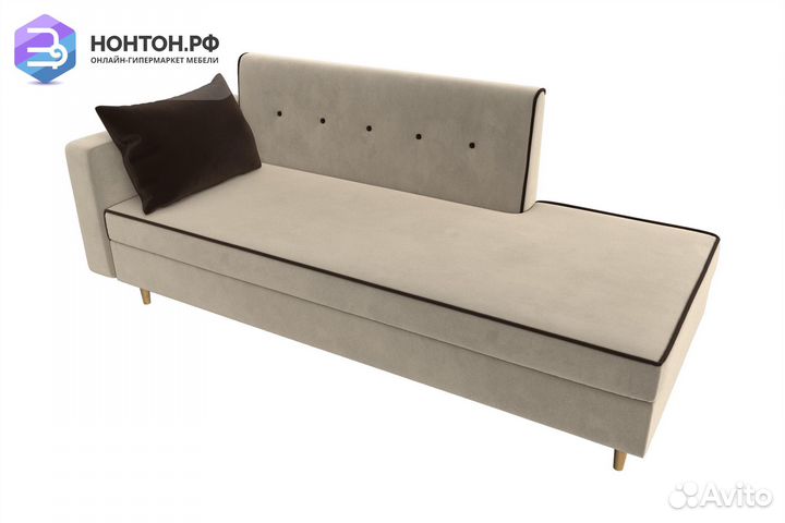 Тахта Селена микровельвет бежевый / коричневый