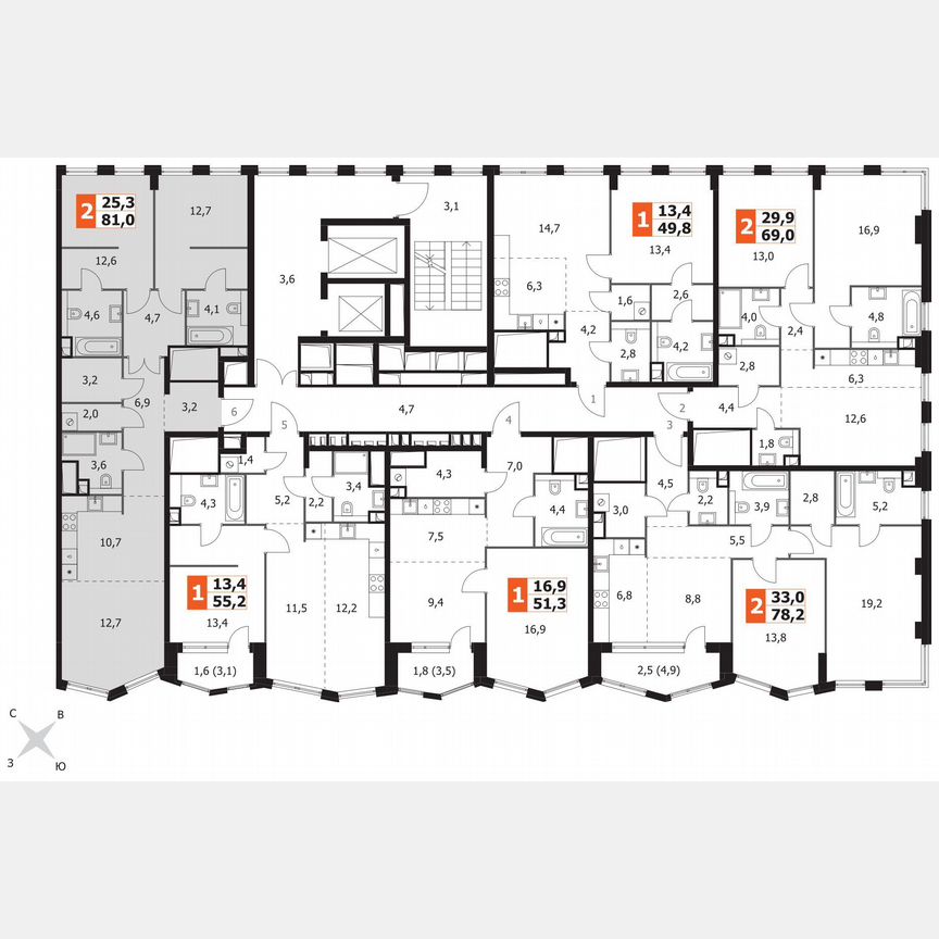 2-к. квартира, 81 м², 23/26 эт.
