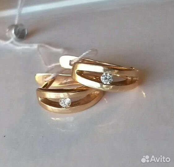 585 серьги с бриллиантами 0,064ct Новые