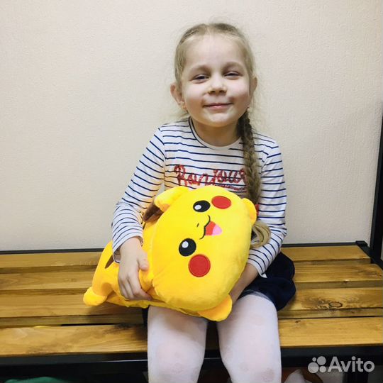 Мягкая игрушка плед подушка Пикачу Стич Дораэмен