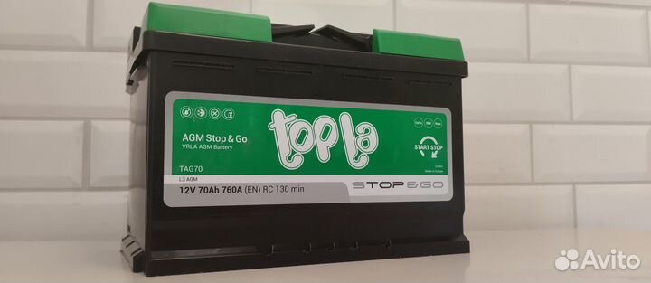 Аккумулятор 70 Ач AGM Topla Stop&Go