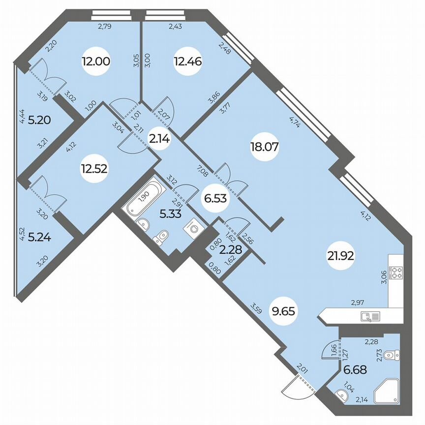 4-к. квартира, 114 м², 15/24 эт.