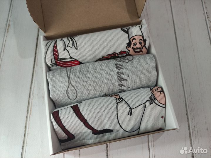 Набор кухонных полотенец 3 шт в подарочной коробке