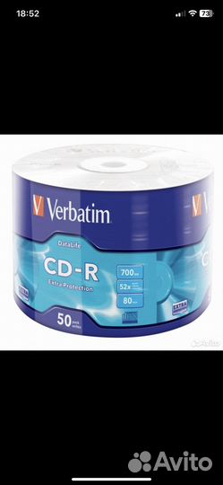Диски CD-R Verbatim 700 Mb 52x (упаковка 50 шт.)