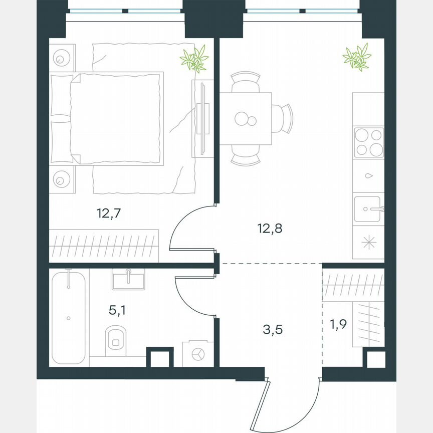 1-к. квартира, 36 м², 12/48 эт.