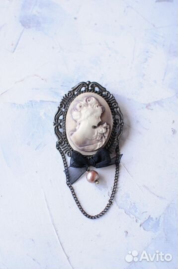 Брошь с камеей бижутерия