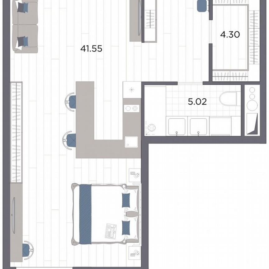 Апартаменты-студия, 50,9 м², 7/14 эт.