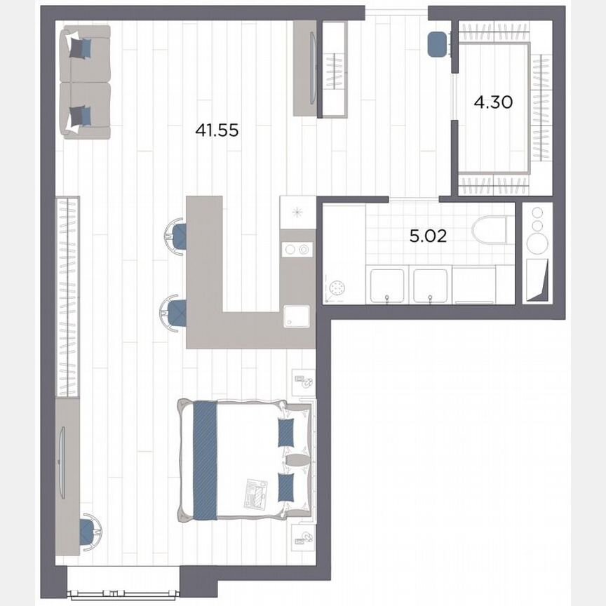 Апартаменты-студия, 50,9 м², 7/14 эт.