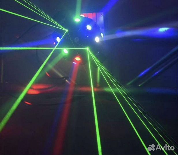 Светомузыка led,лазер,строб 3в1 голова шар