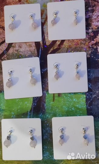 Серьги гвоздики из натуральных камней